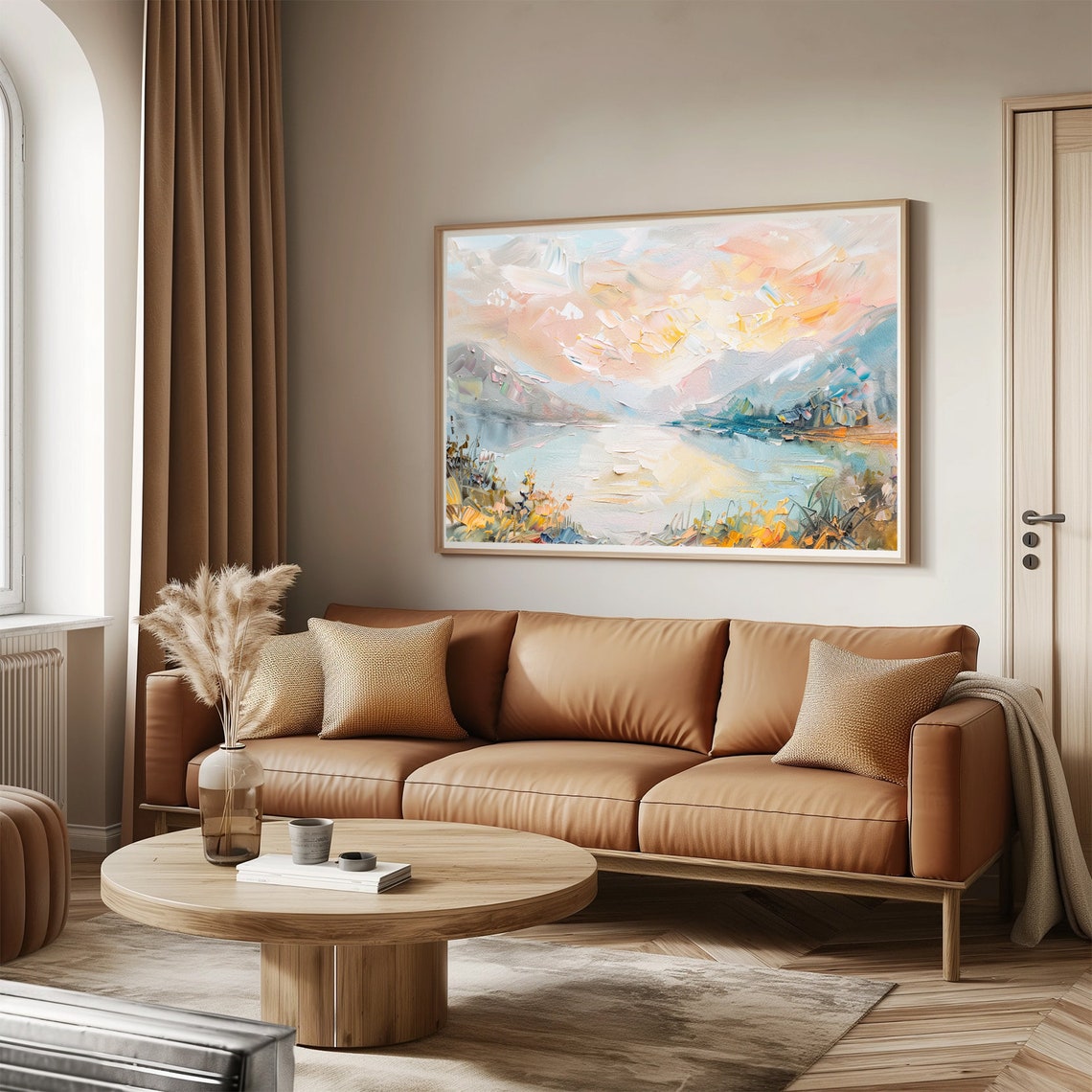 Sunrise Mountain Lake Modern Abstract Painting Wall Art Print Frame Tv Art Tv - Image 3