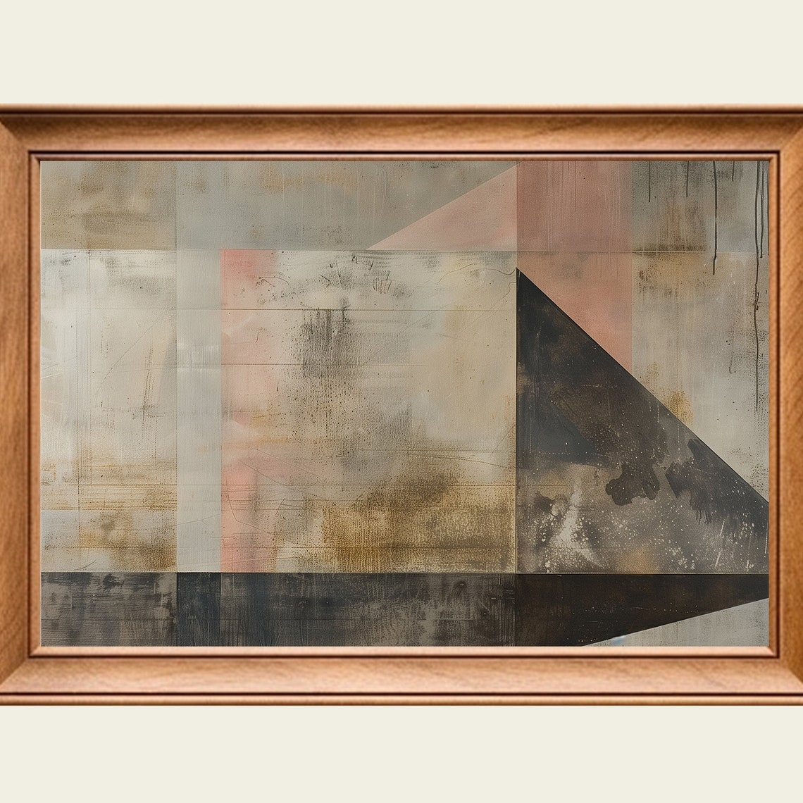 Abstract Geometric Shadow Painting Muted Beige Dark Angles Art Poster