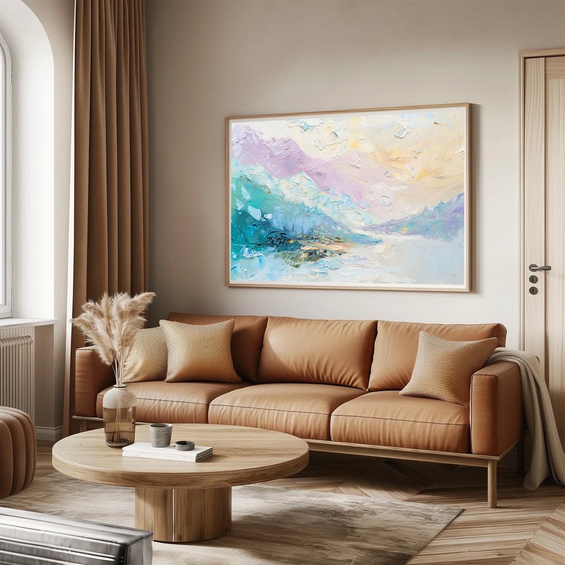 Mountain Lake Vista Modern Abstract Painting Wall Art Print Frame Tv Art Tv - Image 4