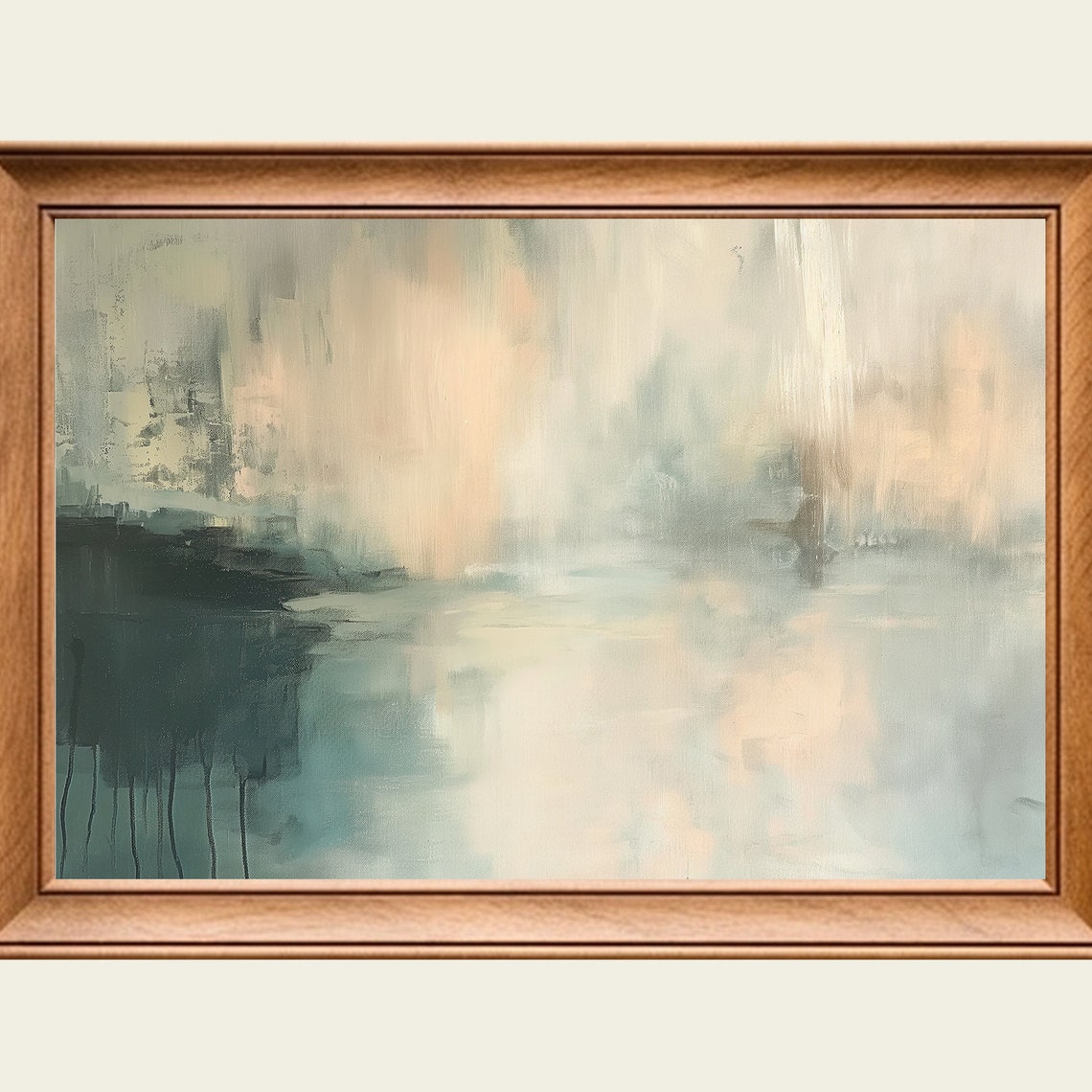 Soft Sage Blush Abstract Water Reflection Minimalist Art Print Poster