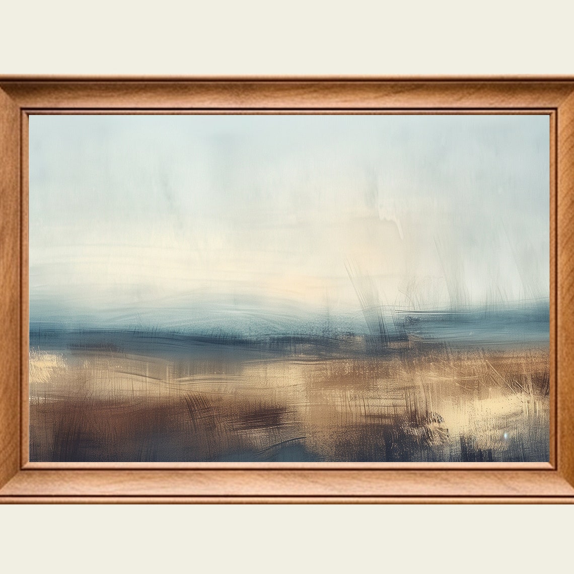 Abstract Tundra Landscape Minimalist Blue Gray Horizon Wall Art Poster