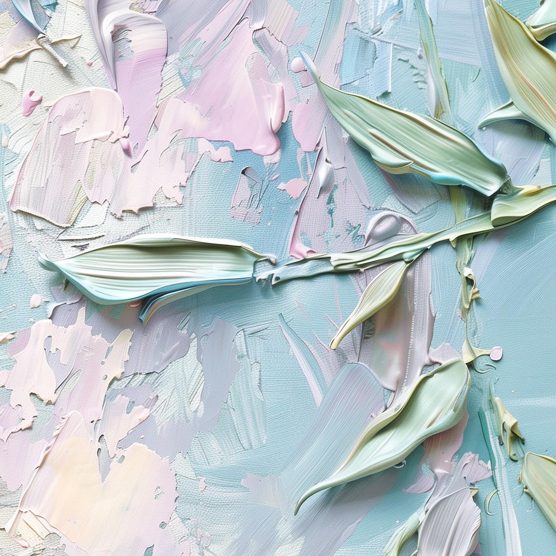 Pastel Impasto Floral Abstract Petals Texture Modern Art Poster - Image 6