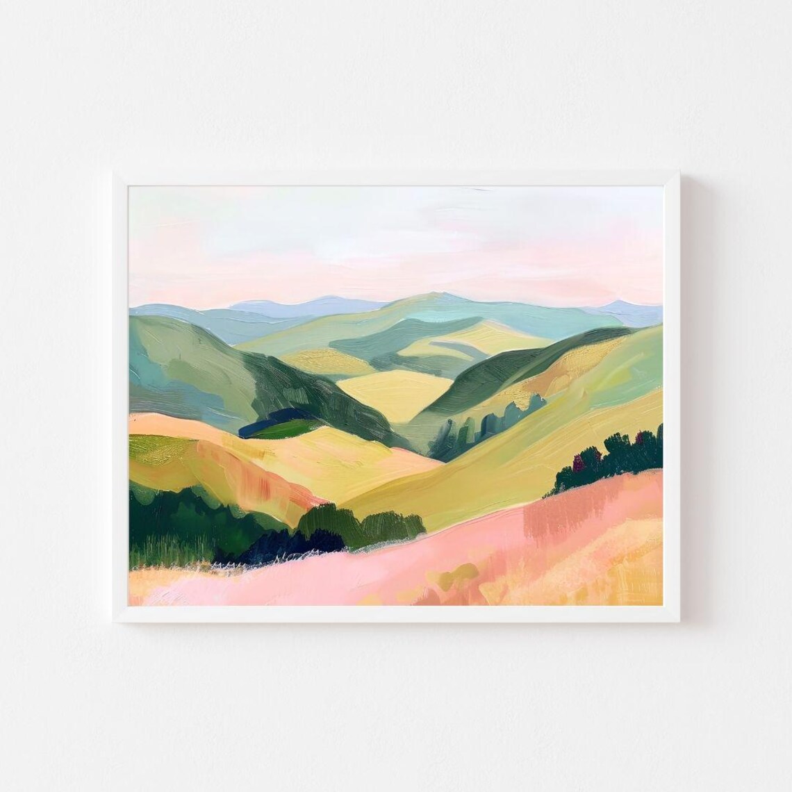 Autumn Hill Landscape Painting, Country Scenery Art Print