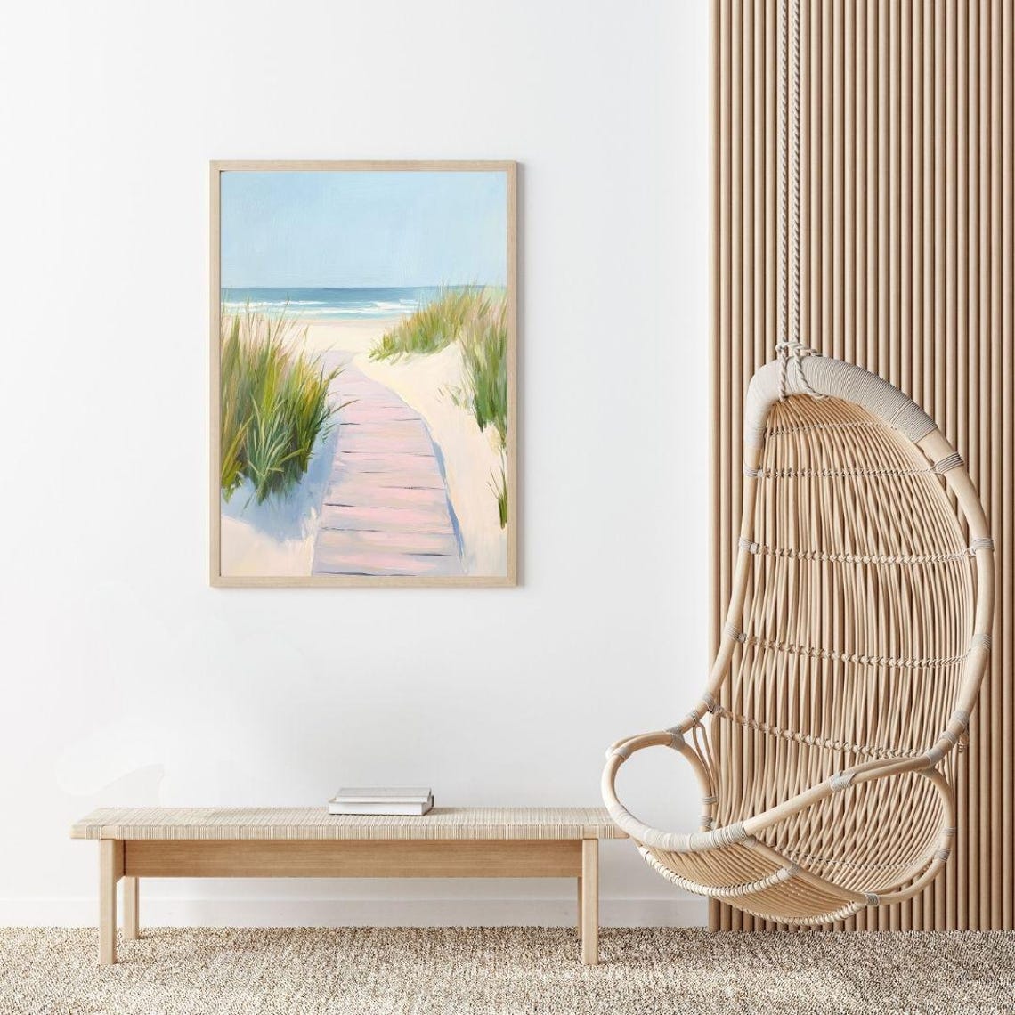 Sandy Boardwalk Through the Dunes to the Ocean Coastal Poster - Image 2