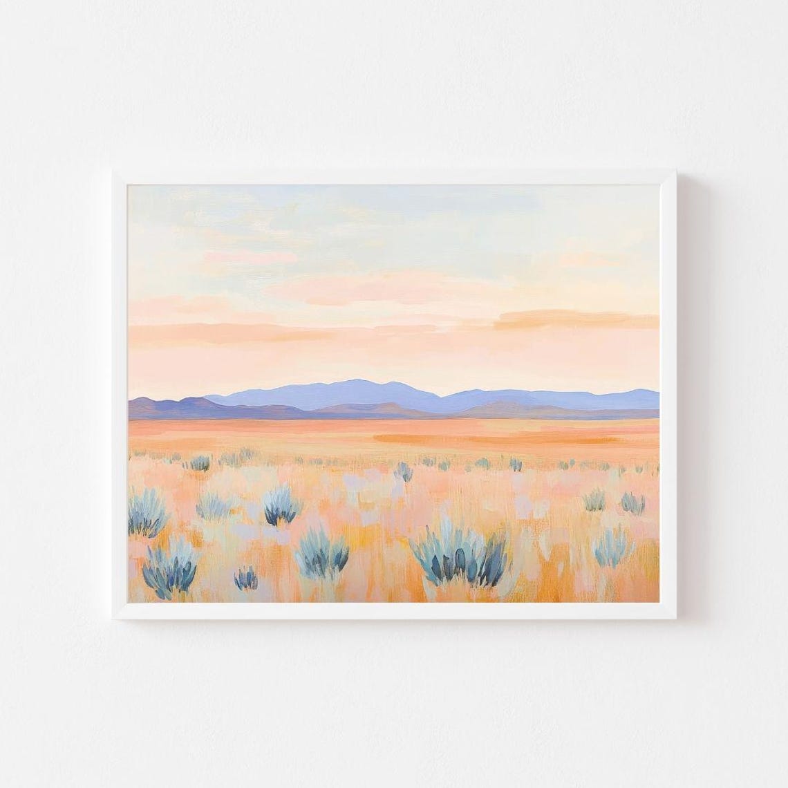 Southwestern Desert Plain With Sagebrush at Pastel Sunrise Poster