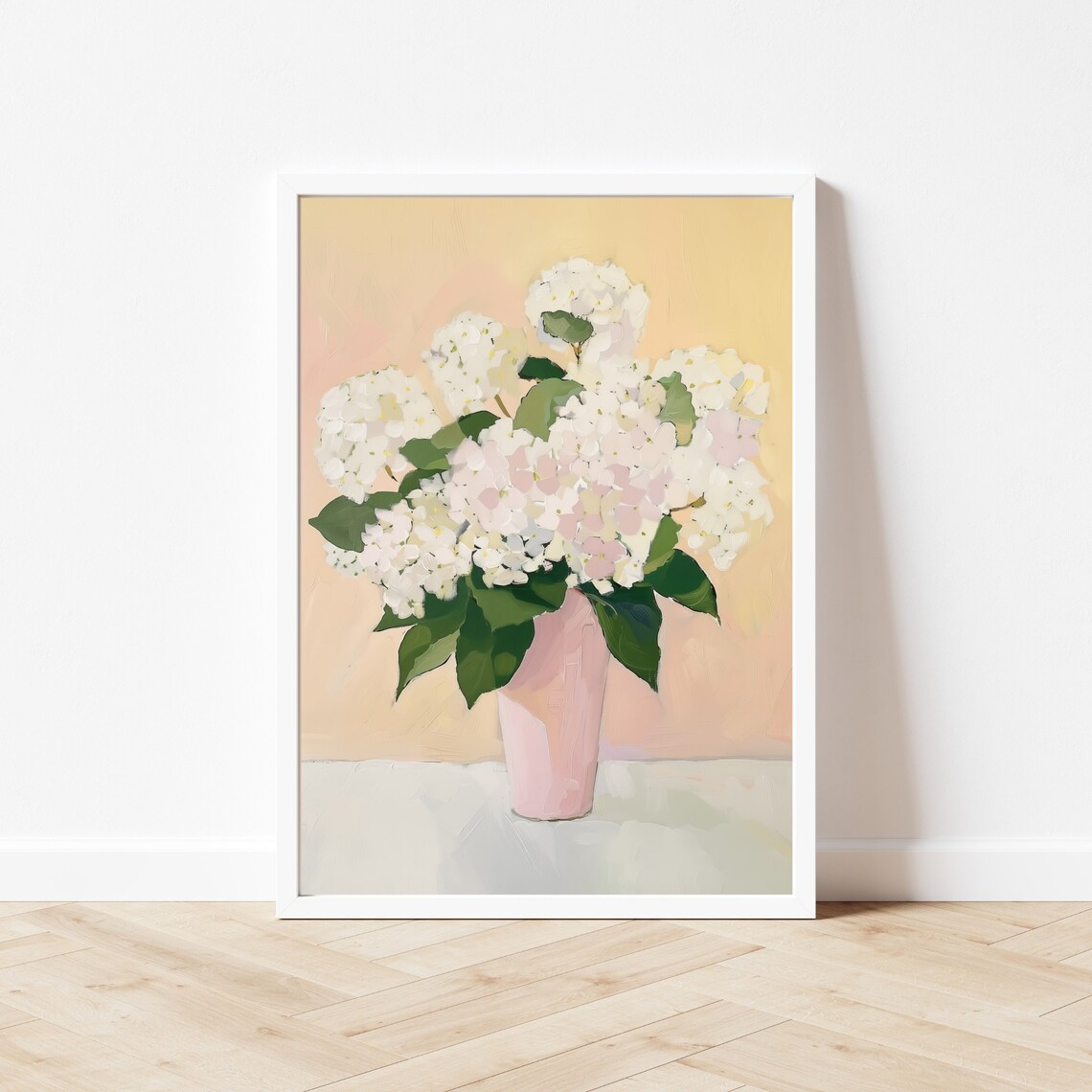 White Hydrangea Vintage Floral Bouquet Art Print - Image 2