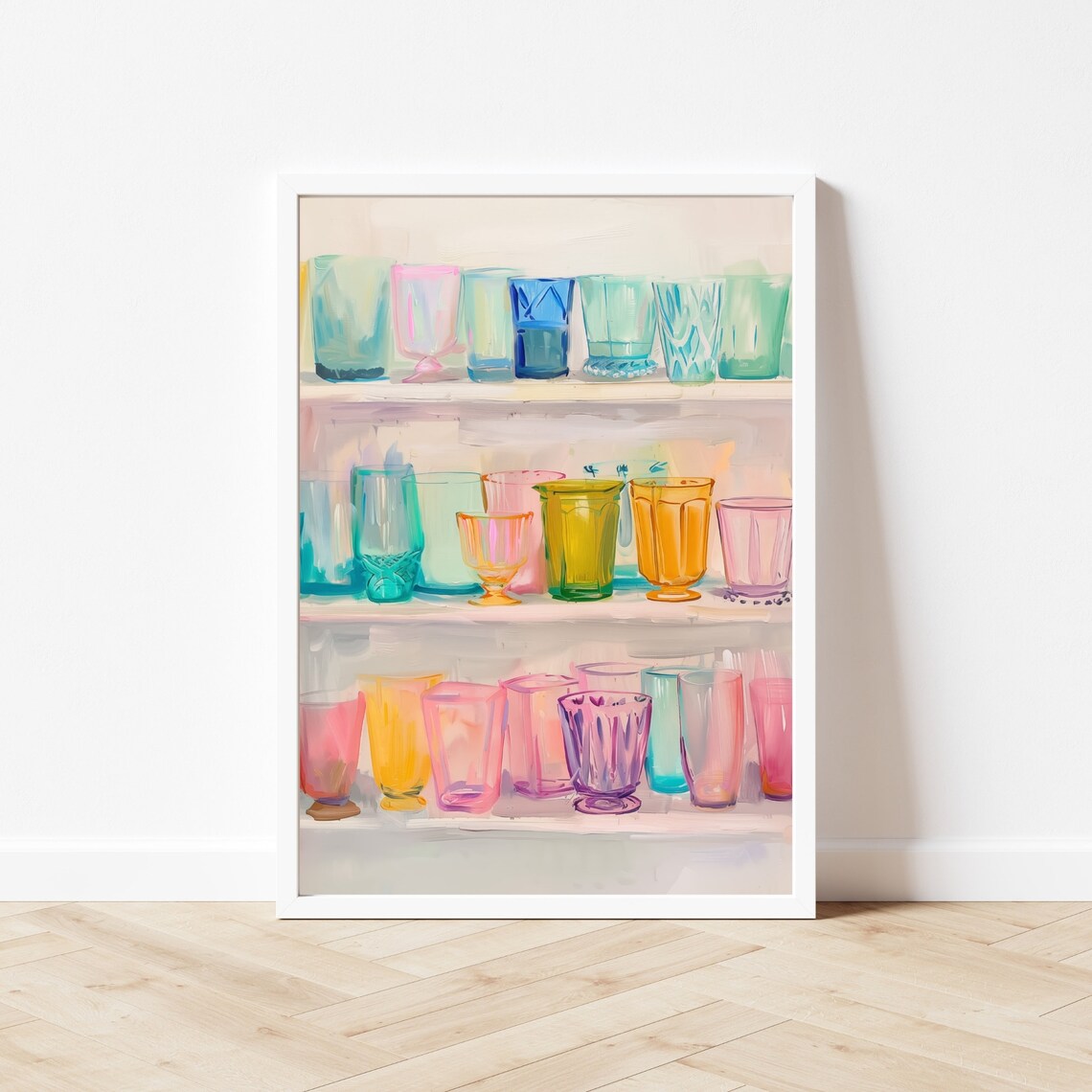 Colorful Glassware Painting, Pastel Cocktail Poster - Image 3