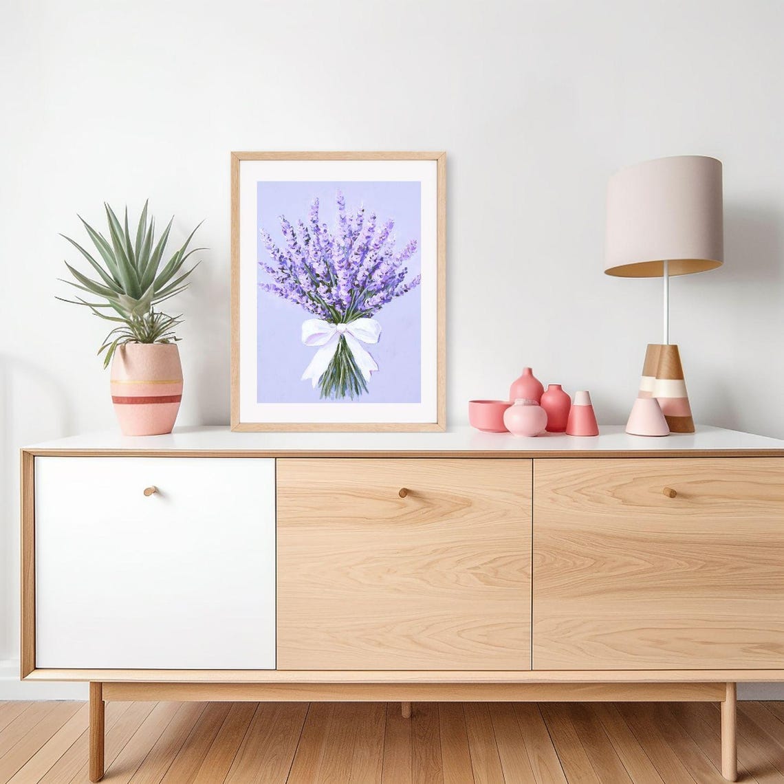 Lavender Flower Bouquet with White Bow Purple Spring Floral Poster - Image 2