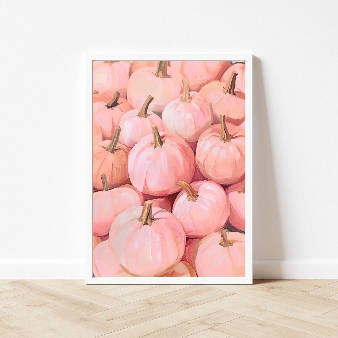 Blush Pink Pumpkins Pile Cozy Autumn Harvest Season Decor Poster - Image 3