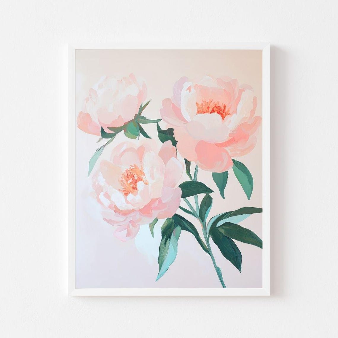 Pink Peonies Painting Pastel Spring Floral Blossoms Garden Art Poster