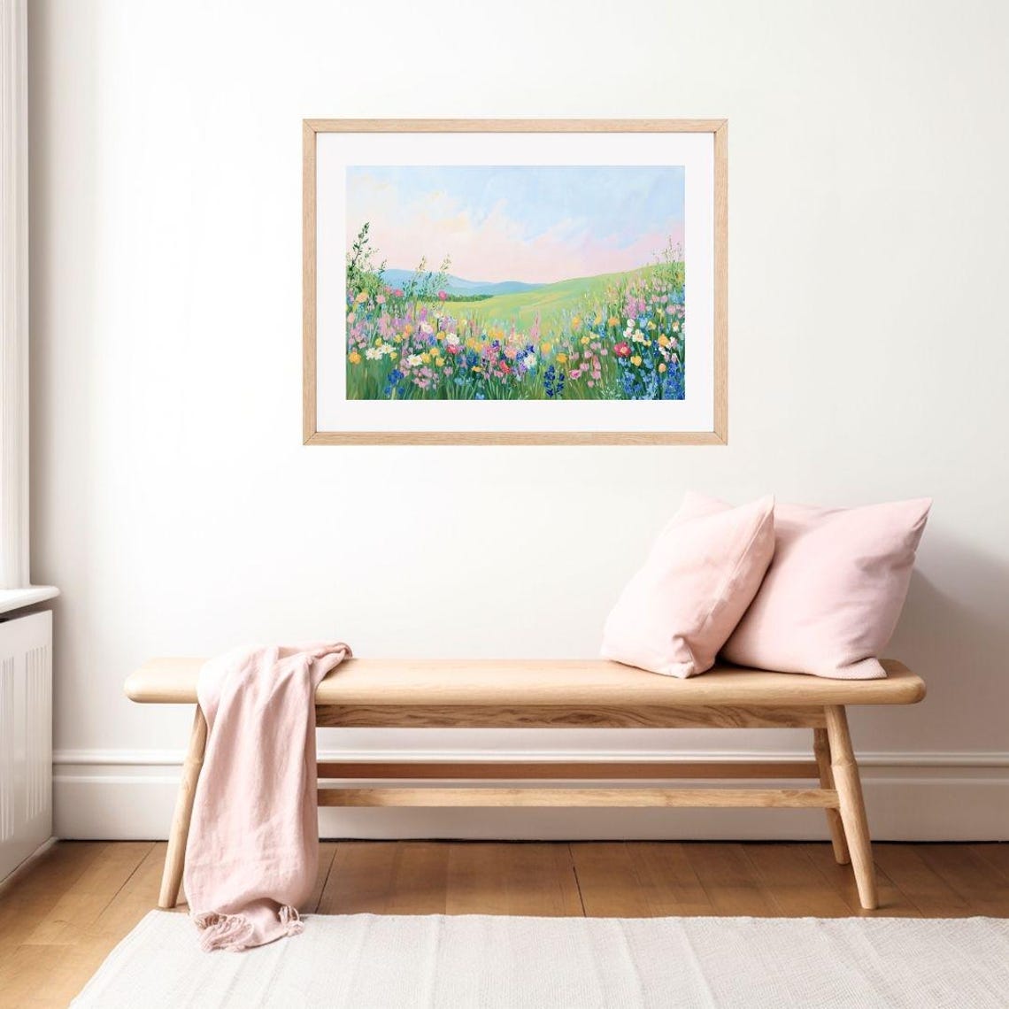 Spring Wildflower Meadow With Daisies Under Pastel Sky Poster - Image 2