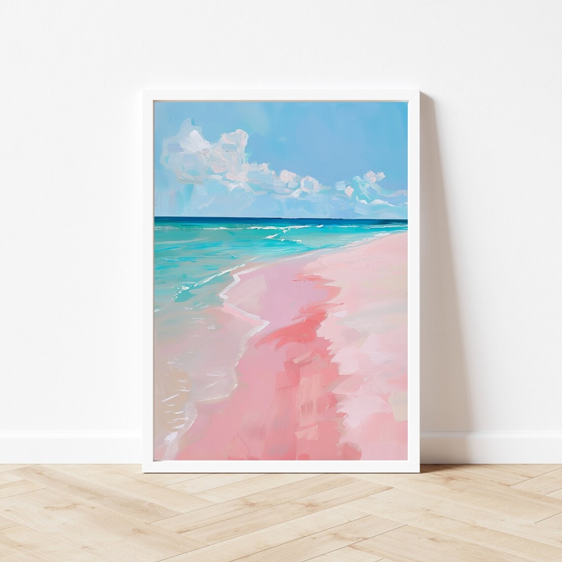 Pink Sands Beach Pastel Bahamas Coastal Art Print - Image 2