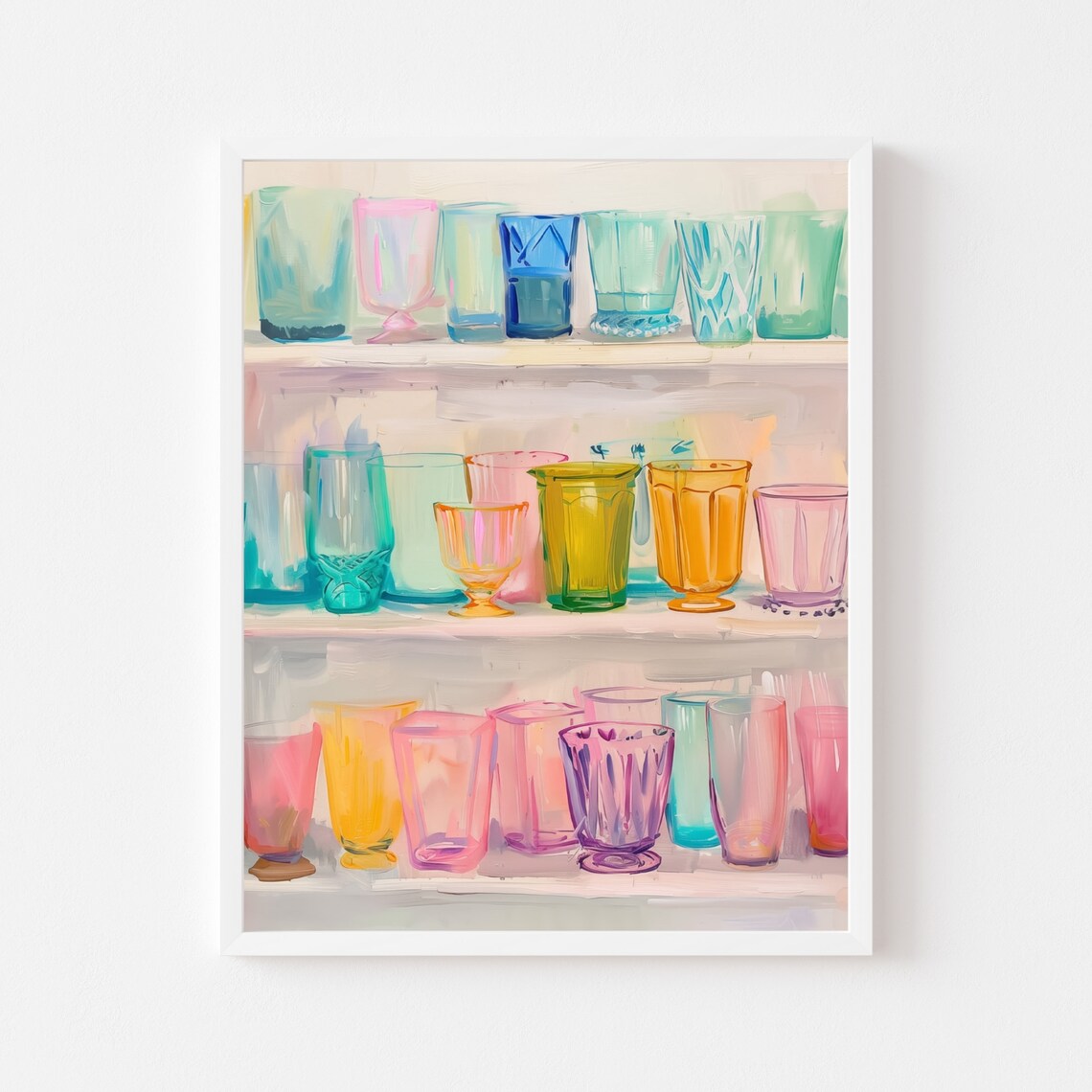 Colorful Glassware Painting, Pastel Cocktail Poster