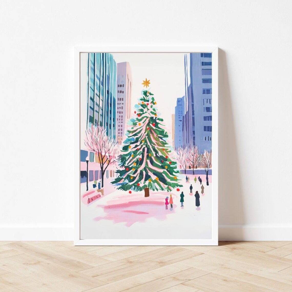Rockefeller Christmas Tree Watercolor Art Print, NYC - Image 3