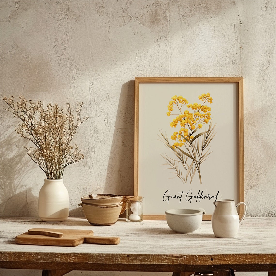 Giant Goldenrod Minimalist Botanical Line Art Wall Art Print - Image 2
