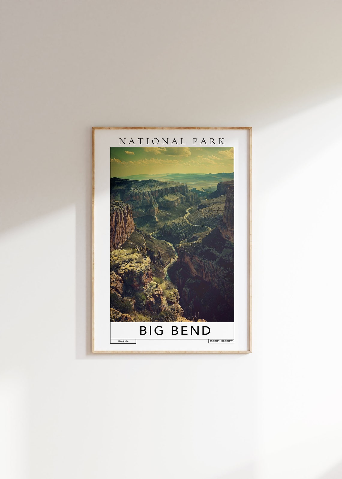 Big Bend Texas Desert Canyon River View Vintage National Park Poster
