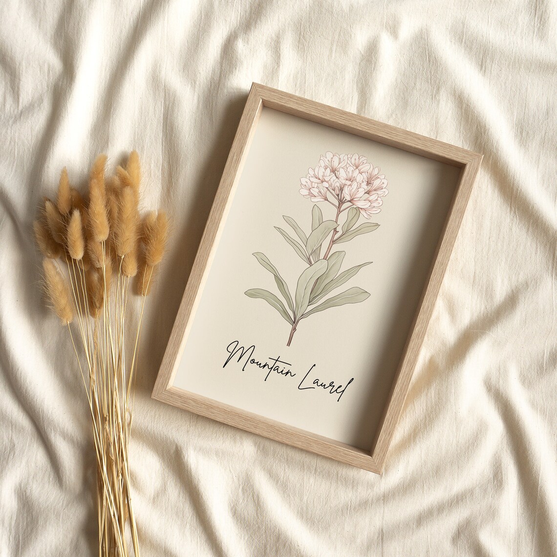 Mountain Laurel Botanical Watercolor Art Minimalist Flower Wall Print - Image 3