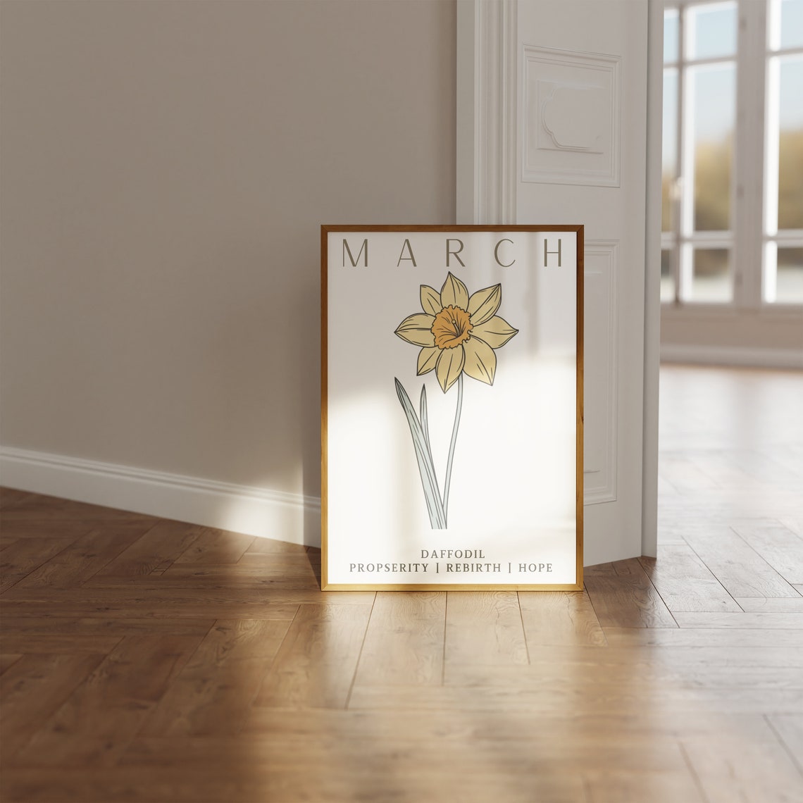 March Birth Flower Daffodil Hope Rebirth Botanical Art Poster - Image 2