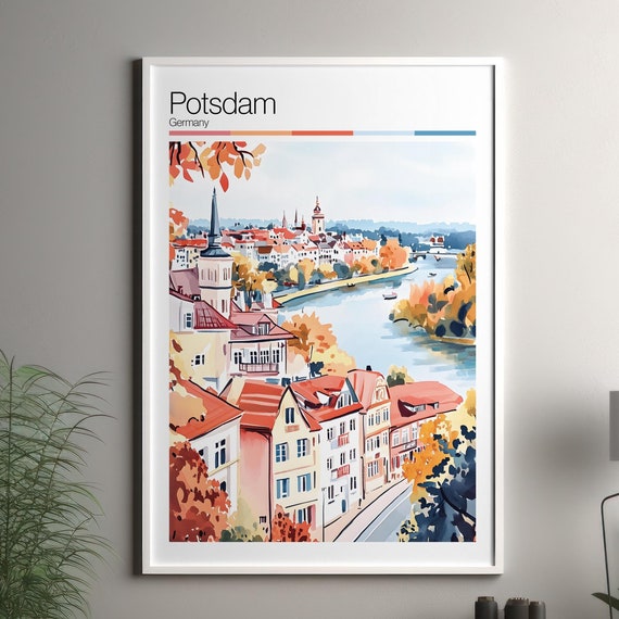Potsdam Print Soft Colors Travel Poster Colourful Wall Art Germany City Decor For