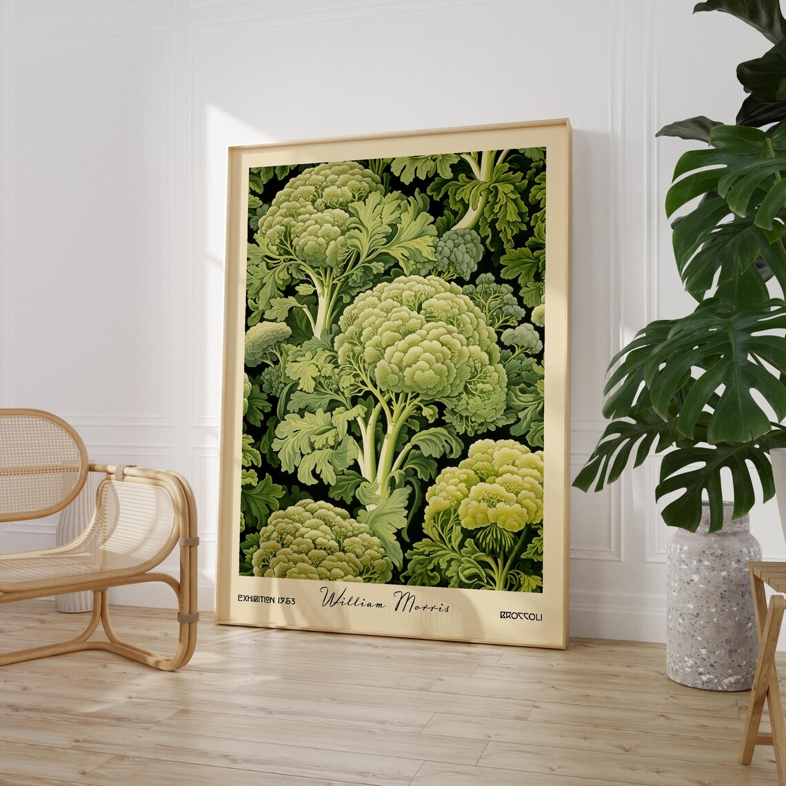 Broccoli Kitchen Art Print, William Morris Botanical