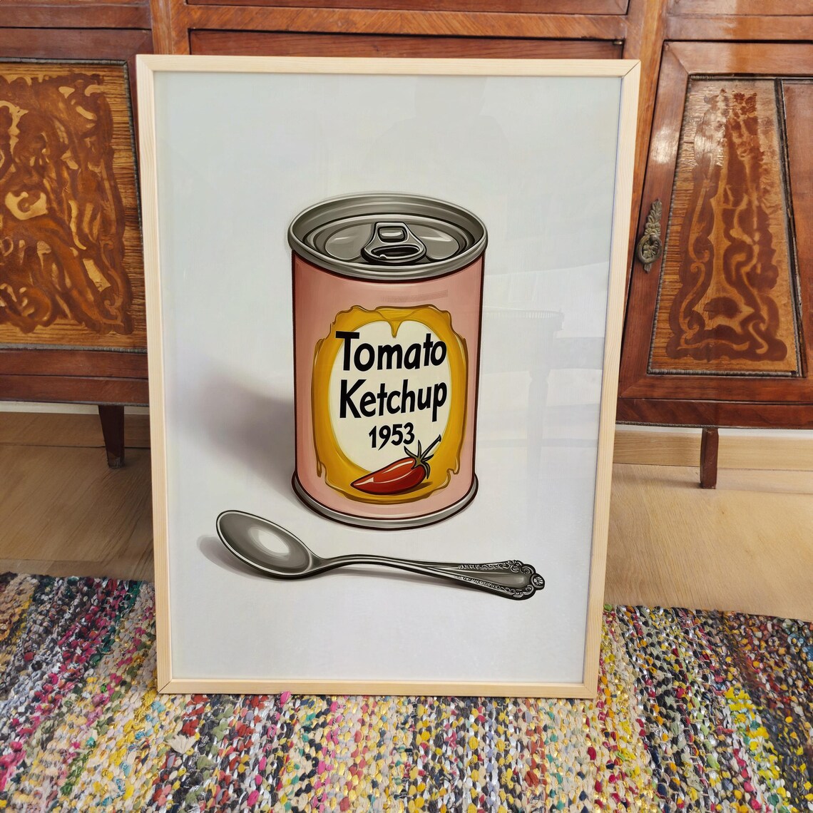 Tomato Ketchup Art Print Retro Kitchen Poster Foodie Wall Decor Gift - Image 3