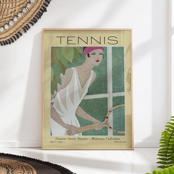 Vintage Tennis Fashion Print 1920s Summer Sports Poster Retro Art Deco Wall Art