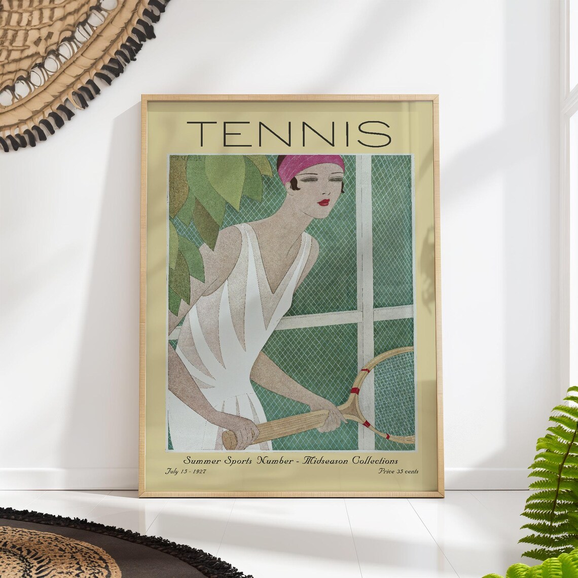 Tennis July 1927 Summer Sports Art Deco Magazine Cover Poster