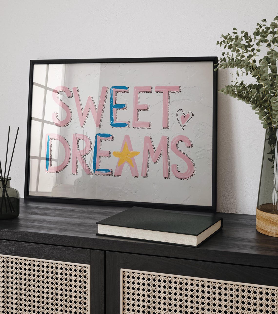Sweet Dreams Playful Pink Nursery Lettering Bedroom Decor Poster - Image 2