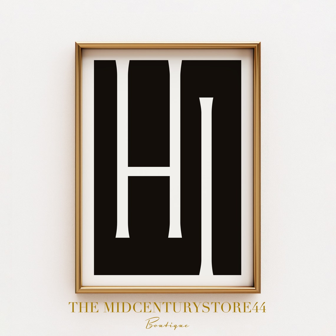 Hi Oversized Black and White Minimalist Letter Greeting Poster - Image 3