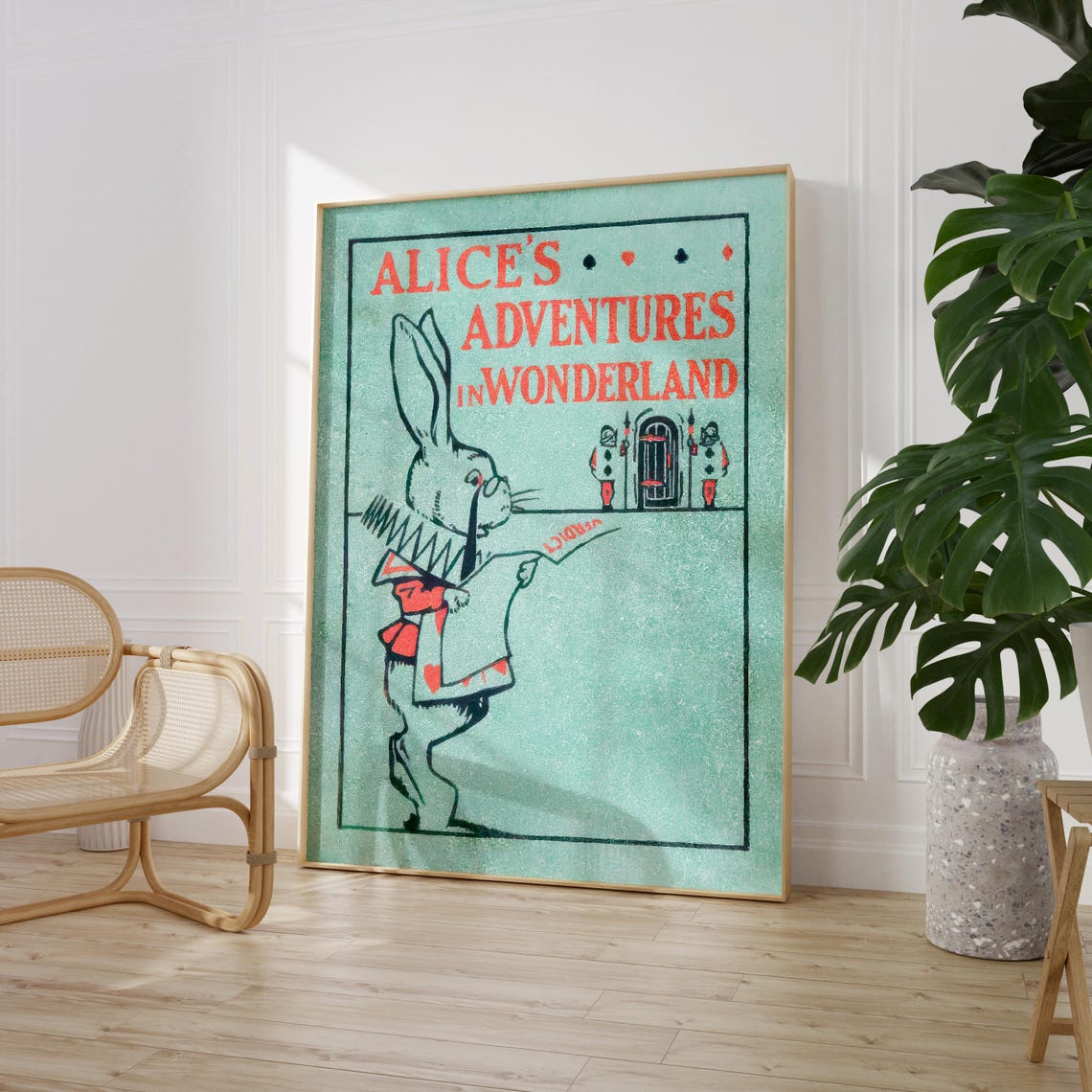Alices Adventures in Wonderland Vintage White Rabbit Cover Poster - Image 2