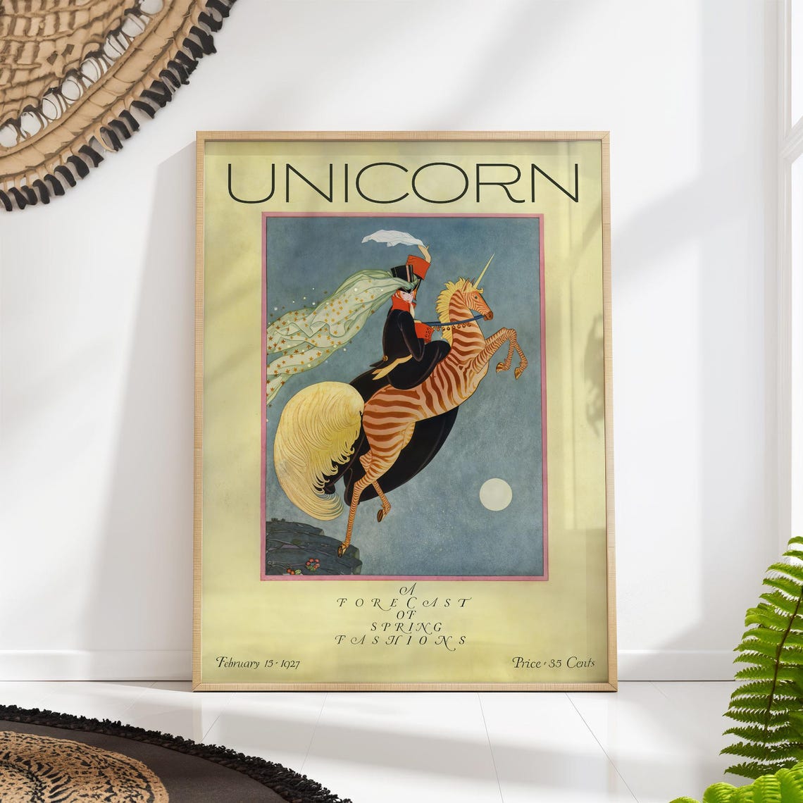 Unicorn Fashion Poster Vintage Magazine Cover Art Retro Horse And Rider Wall Art