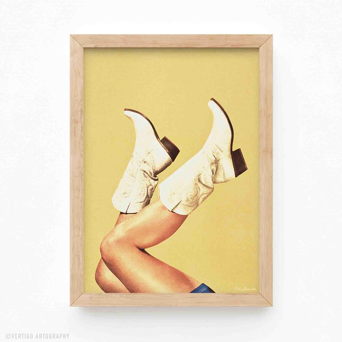 These Boots Yellow Cowgirl Art Print, Texas Rodeo