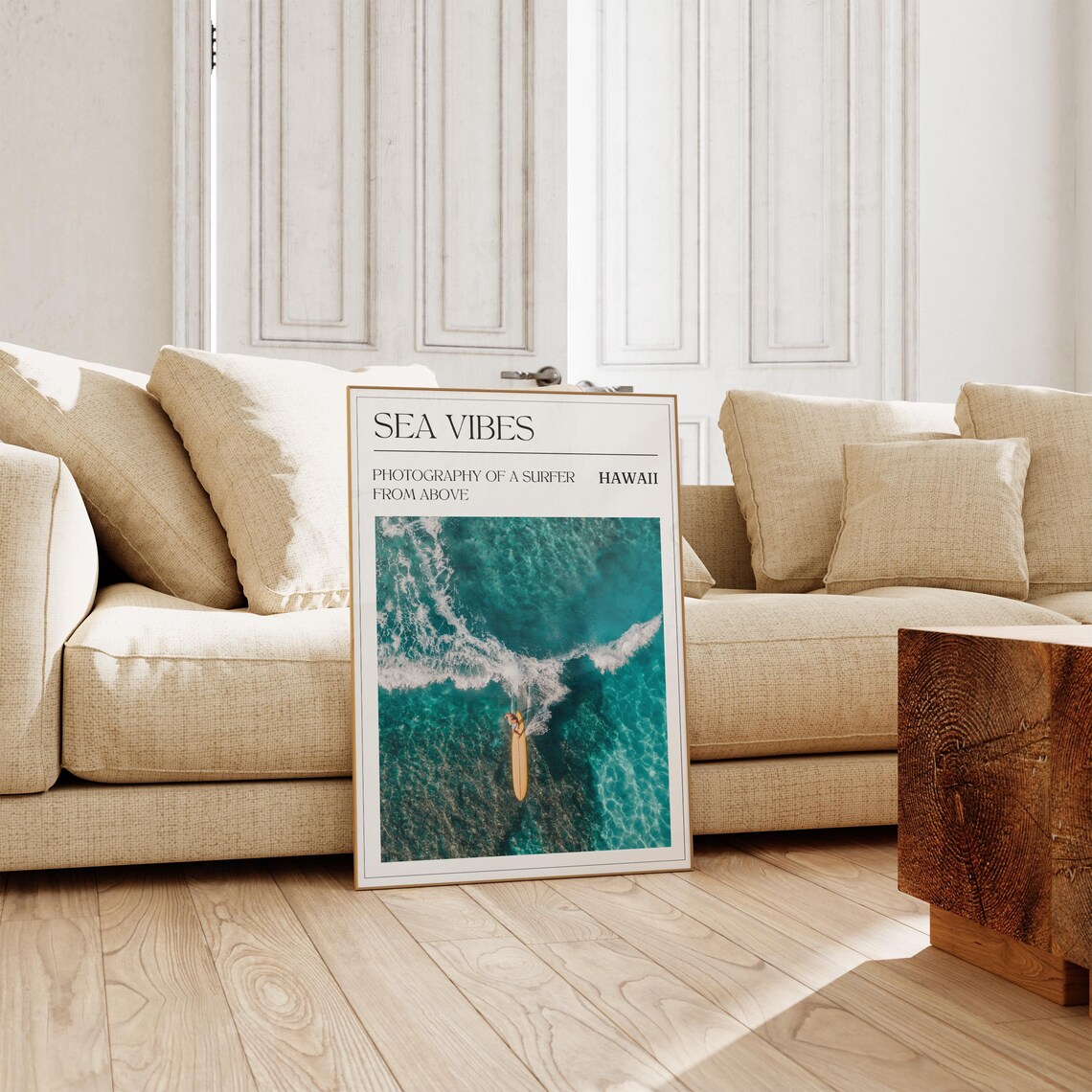 Sea Vibes Hawaii Surfer Aerial Wave Photography Art Wall Poster - Image 2