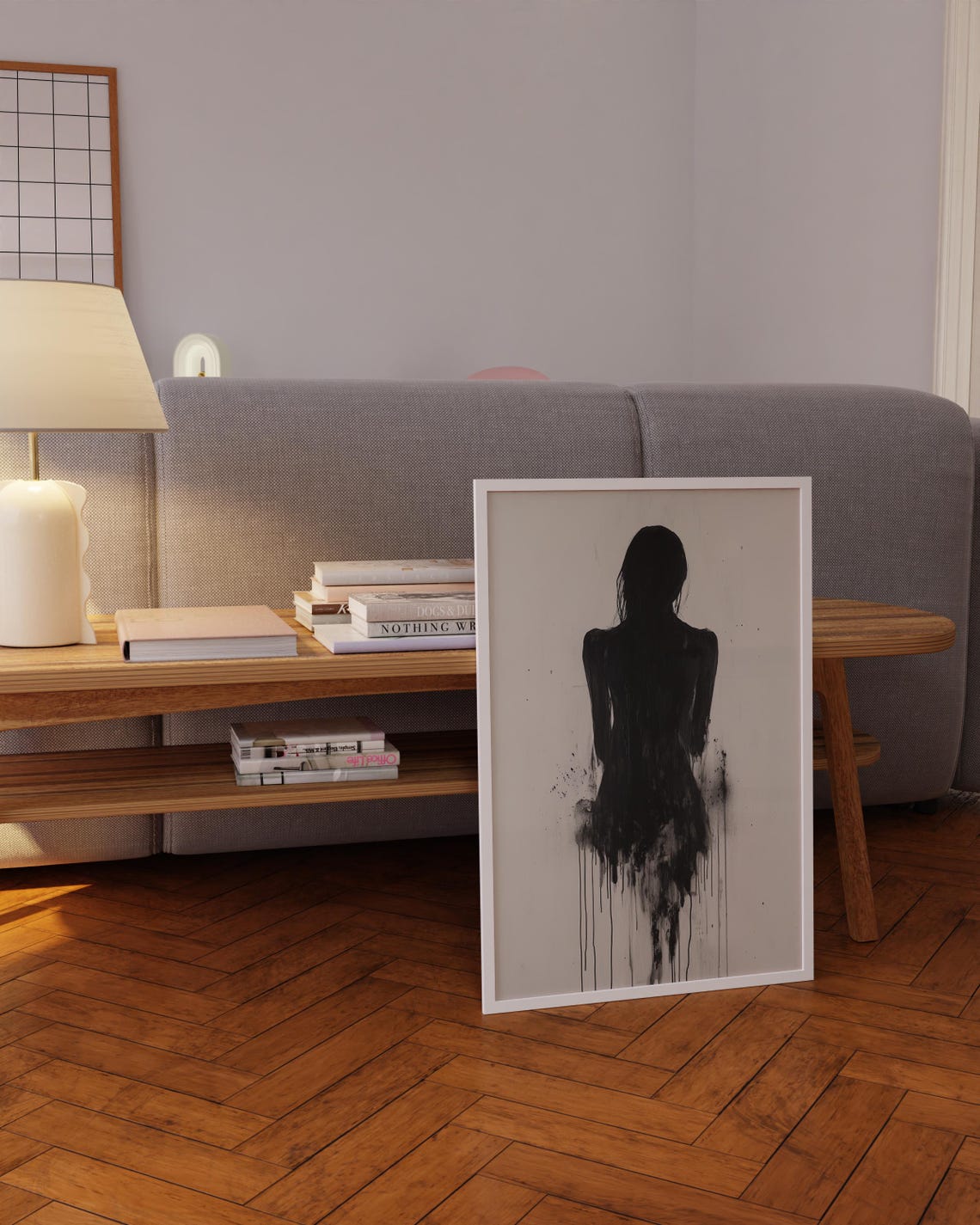 Black Woman Silhouette Ink Drip Abstract Minimalist Modern Art Poster - Image 4
