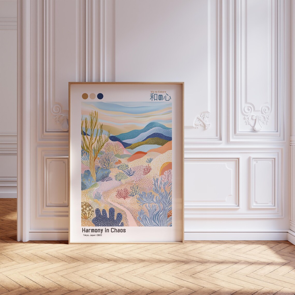 Harmony in Chaos Tokyo Japan Pastel Hills Landscape Art Poster - Image 3