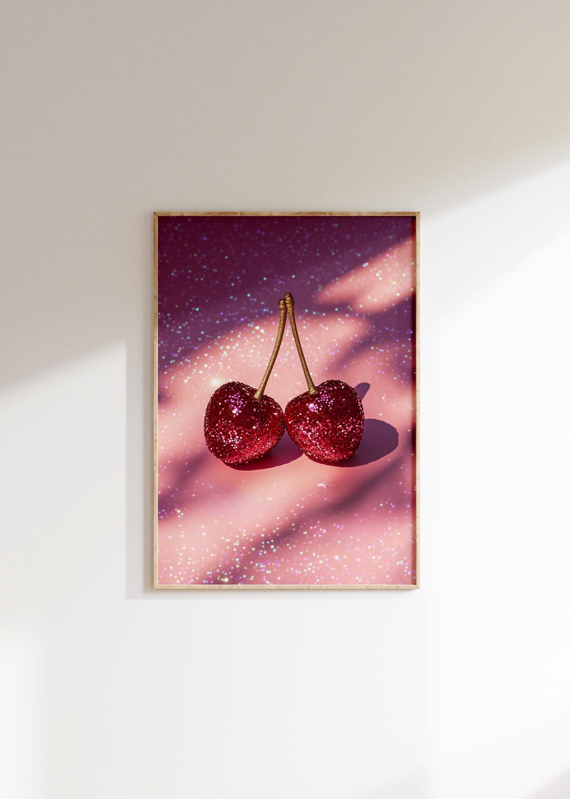 Glitter Red Cherries Disco Party Pink Sparkle Funky Kitchen Poster - Image 3