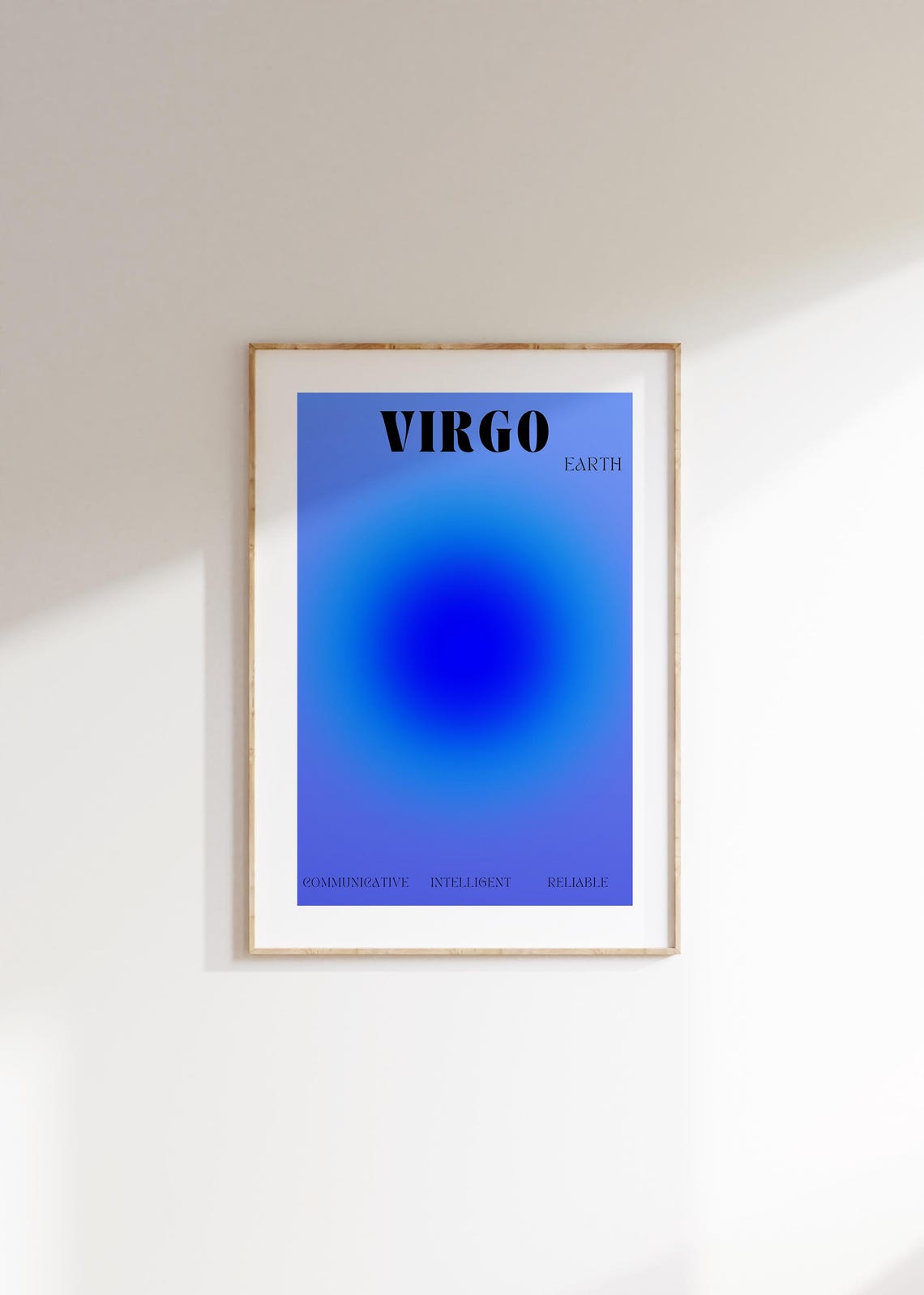 Virgo Earth Sign Blue Aura Gradient Zodiac Astrology Birthday Poster - Image 3