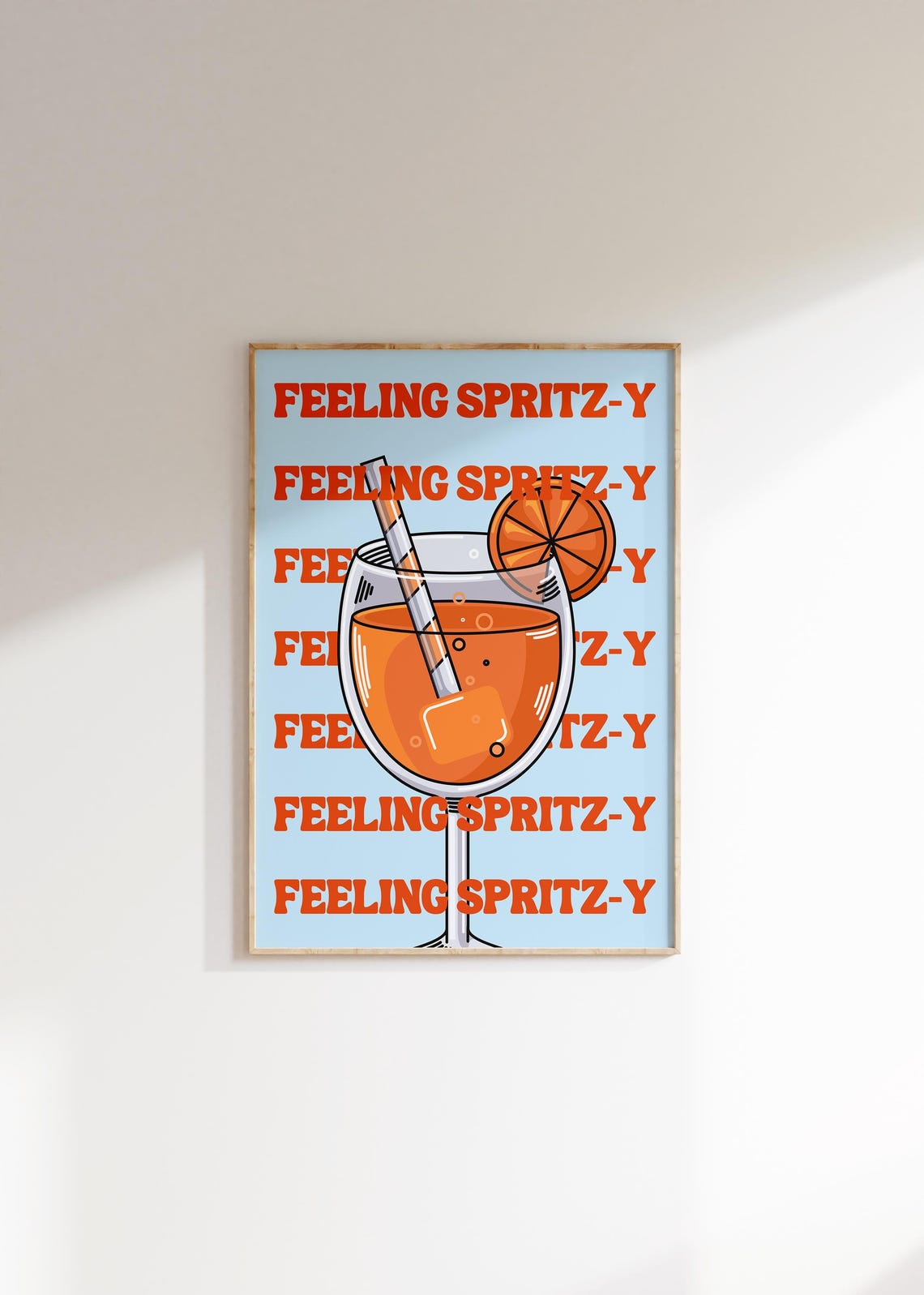 Feeling Spritzy Retro Typography Poster Orange Cocktail Glass Art - Image 4