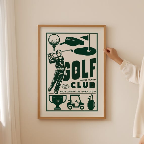 Trendy Golf Poster Funky Green Lover Wall Art For Bathroom Or Man Cave Vintage Minimalist Print Hobby Women Gifts
