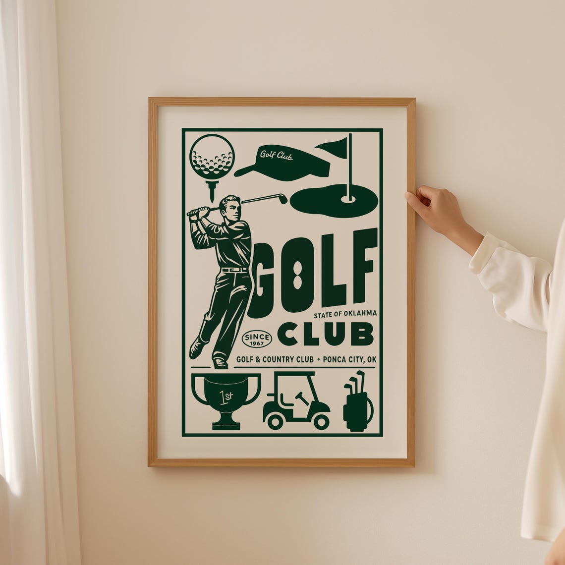 Ponca City Oklahoma Golf Club Since 1967 Retro Green Badge Poster