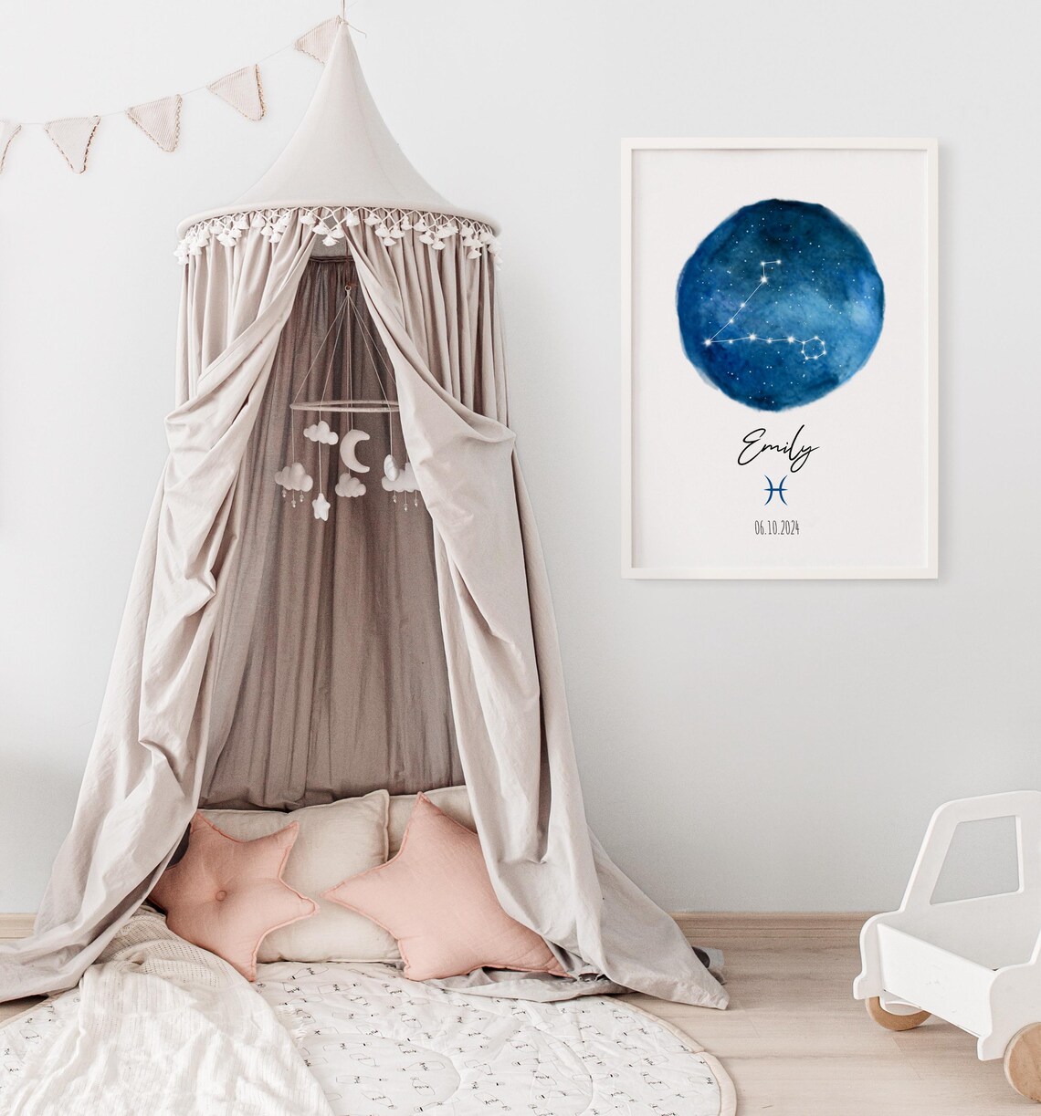 Personalized Pisces Zodiac Star Map Poster, Astrology Print - Image 3