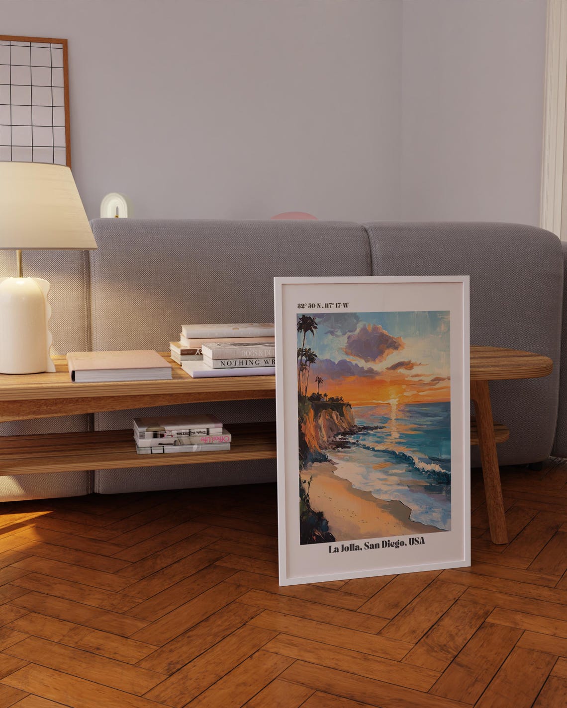 La Jolla San Diego Sunset Cove Cliffs Beach California Painting Poster - Image 5