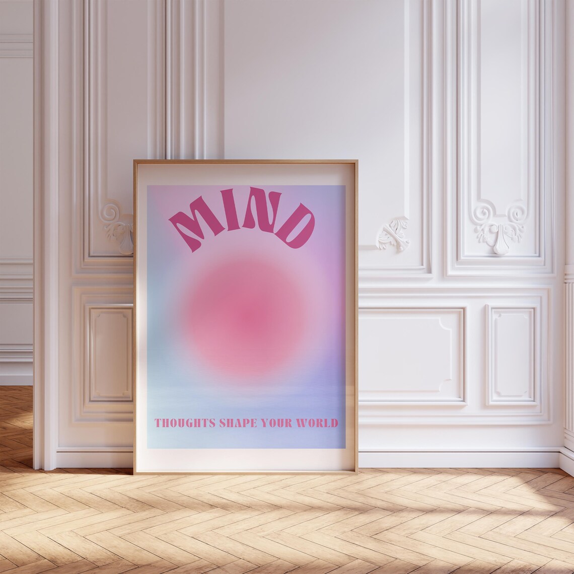 Mind Thoughts Shape Your World Retro Pink Aura Motivation Poster
