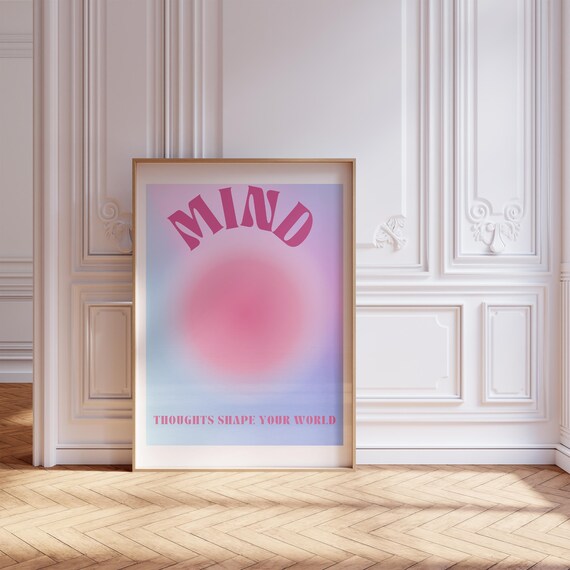Mind Thoughts Shape Your World Retro Pink Aura Motivation Poster