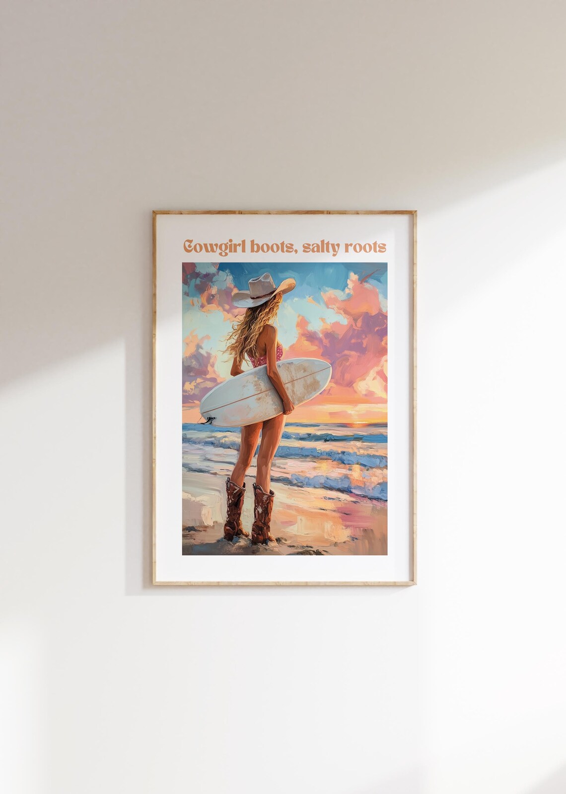 Cowgirl Boots Salty Roots Quote Poster Surfer Beach Sunset Decor - Image 4