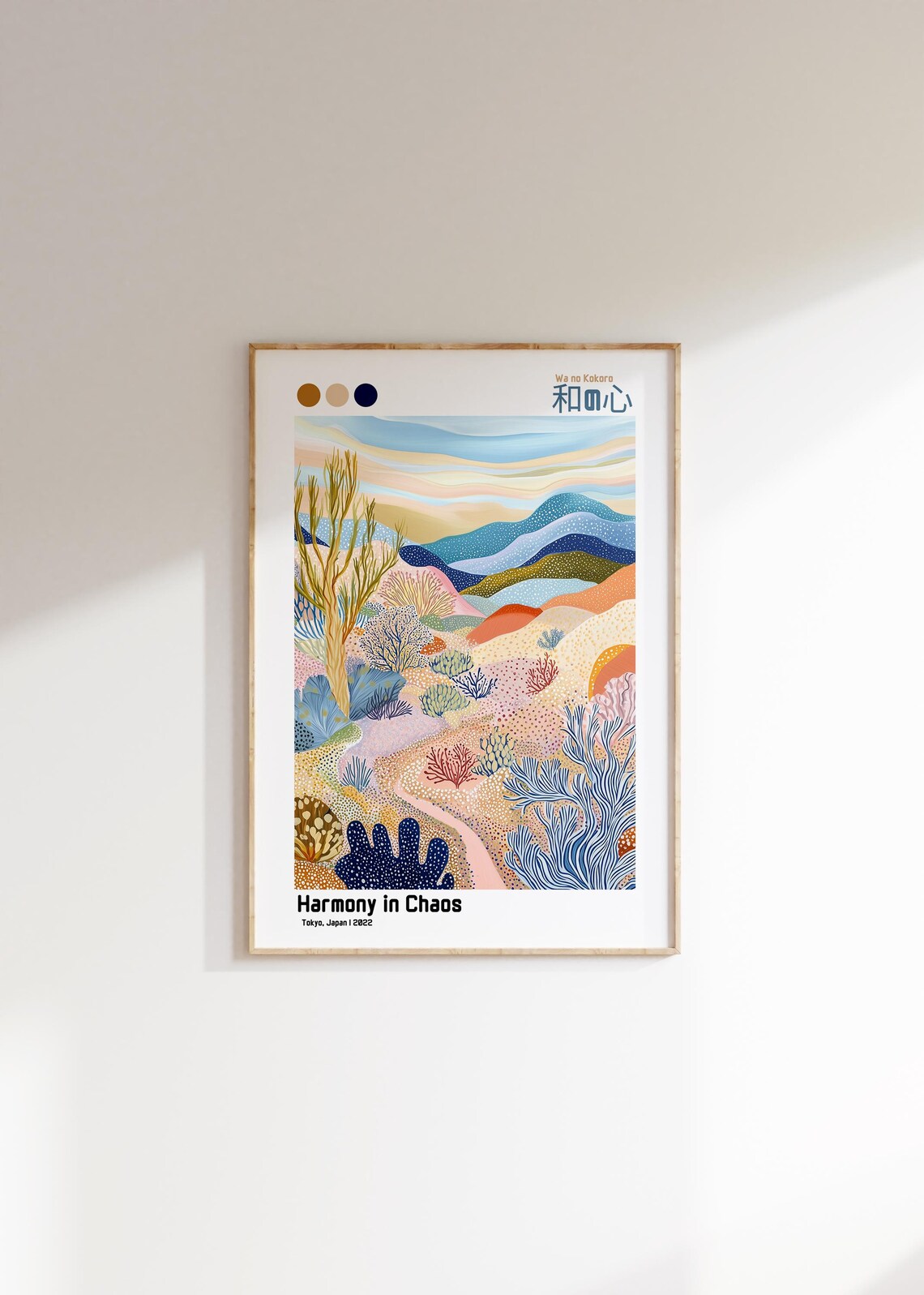 Harmony in Chaos Tokyo Japan Pastel Hills Landscape Art Poster - Image 2
