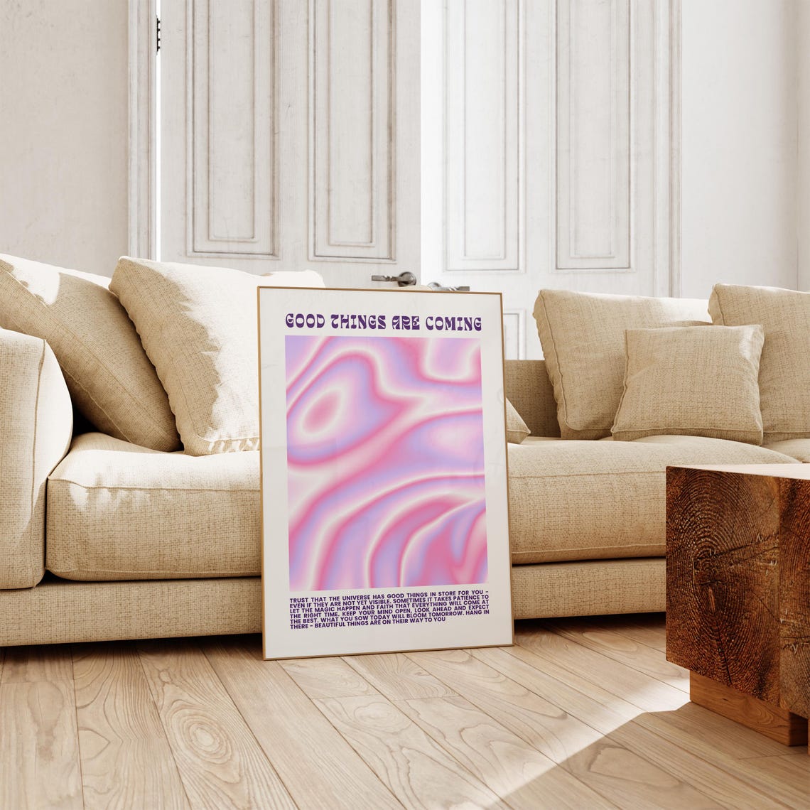 Good Things Are Coming Pink Swirl Manifestation Affirmation Poster - Image 2