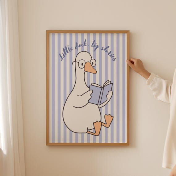 Cute Duck Poster Preppy Rubber Book Club Print As Lover Gift Nook For Shelf Decor Trendy Bookish Wall Art
