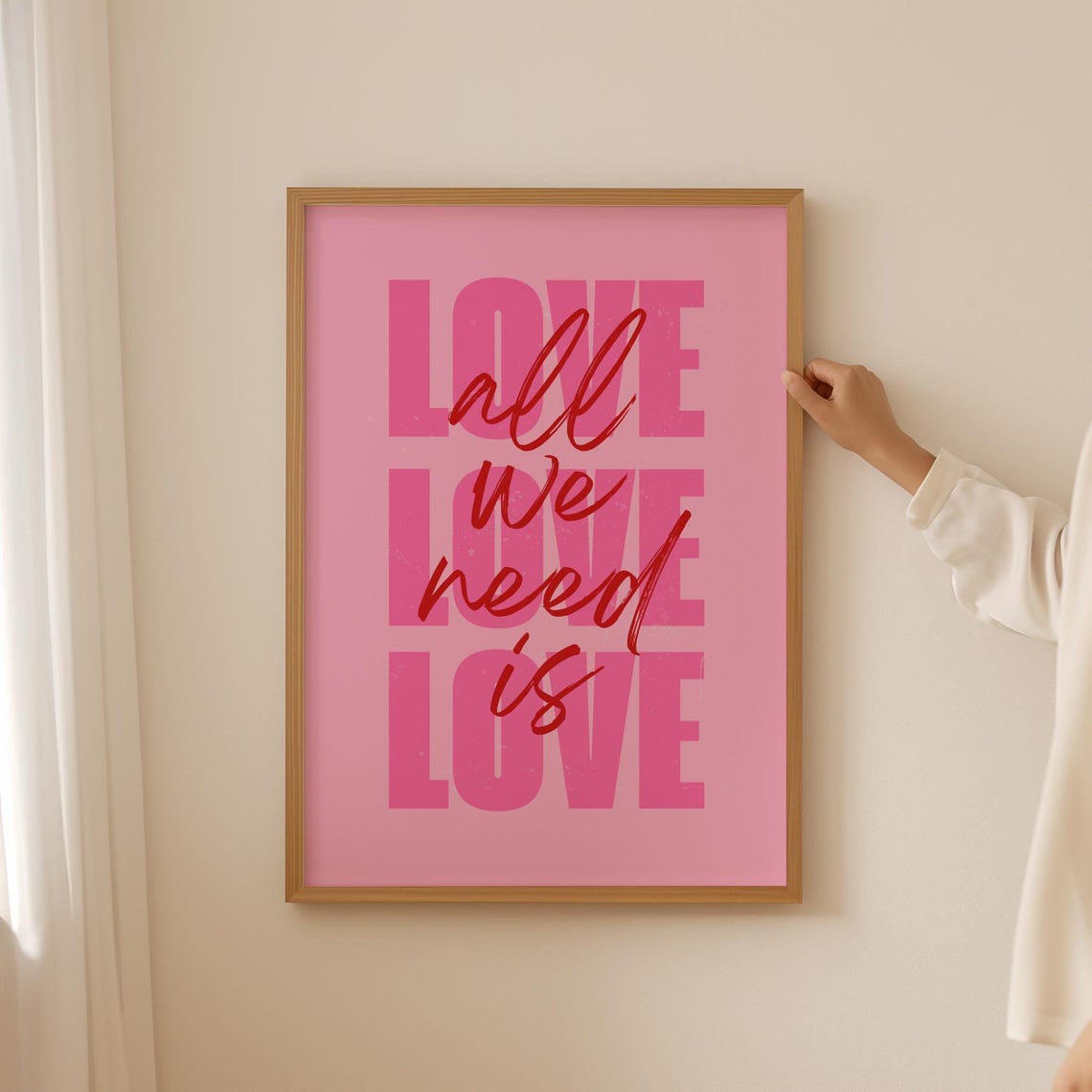 All We Need Is Love Hot Pink Bold Typography Romantic Quote Poster