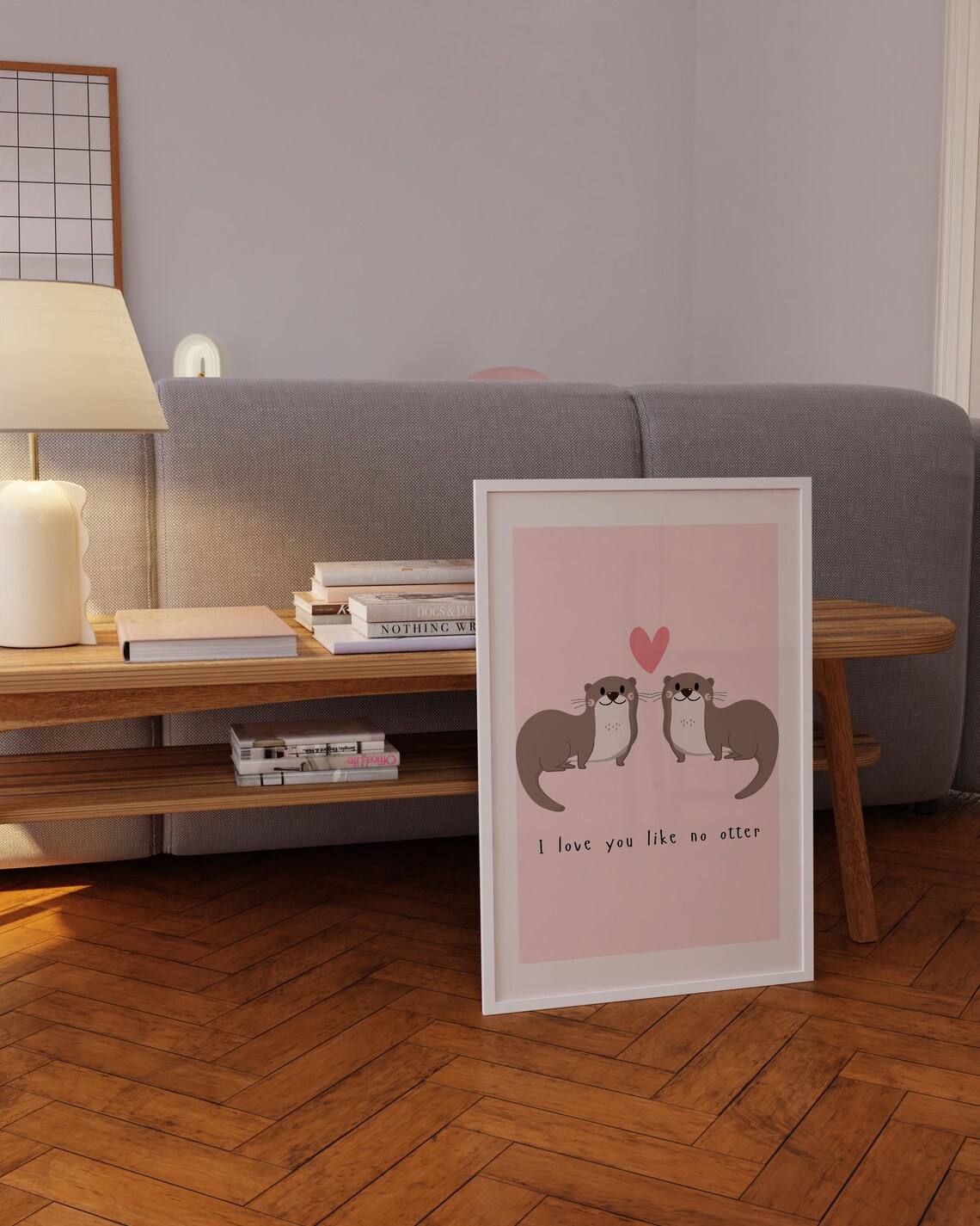 I Love You Like No Otter Cute Sea Otter Couple Valentine Poster - Image 5
